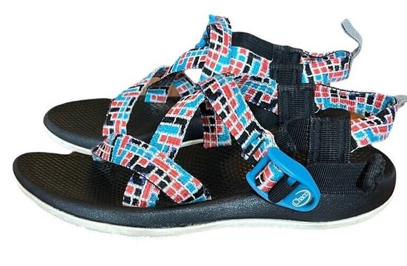 Chaco Girl orUnisex Z/1 Ecotread Sports Water Sandal Wide Strap SZ 4 Blue Orange - Picture 5 of 10